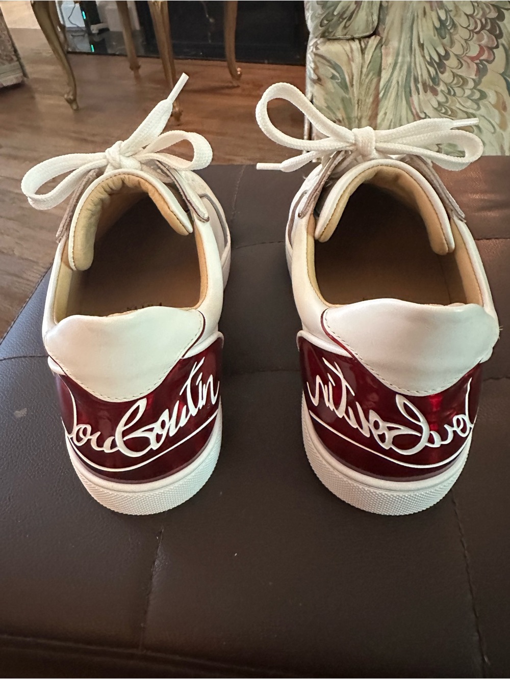 Christian Louboutin Ladies White Leather Sneakers - Picture 3 of 9